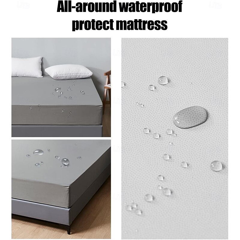 Queen Full King Protective Bed Cover Waterproof Mattress Protector Fitted Sheet Bed Protector Soft Fitted Sheet Breathable Comfortable 5-Sided Protection Against Bugs Dust Mites4