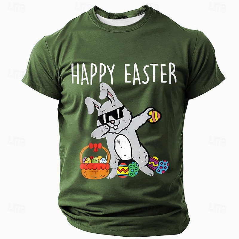 Easter Men's Rabbit T Shirt Short Sleeve T shirt 3D Print Crew Neck Shirt Designer Casual Party Holiday Black Blue Green Summer Spring Clothing Apparel S M L XL XXL XXXL2