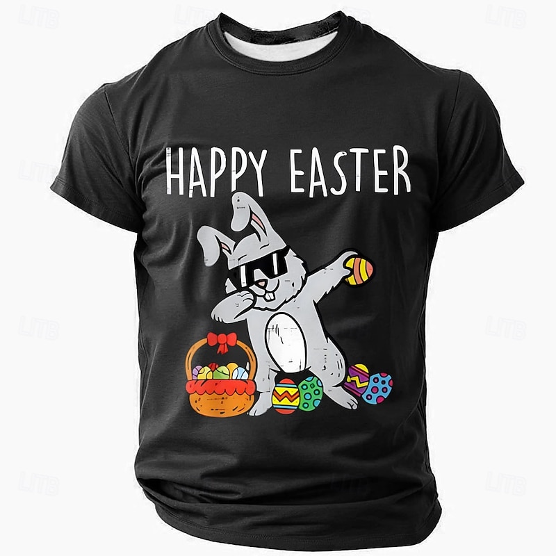 Easter Men's Rabbit T Shirt Short Sleeve T shirt 3D Print Crew Neck Shirt Designer Casual Party Holiday Black Blue Green Summer Spring Clothing Apparel S M L XL XXL XXXL