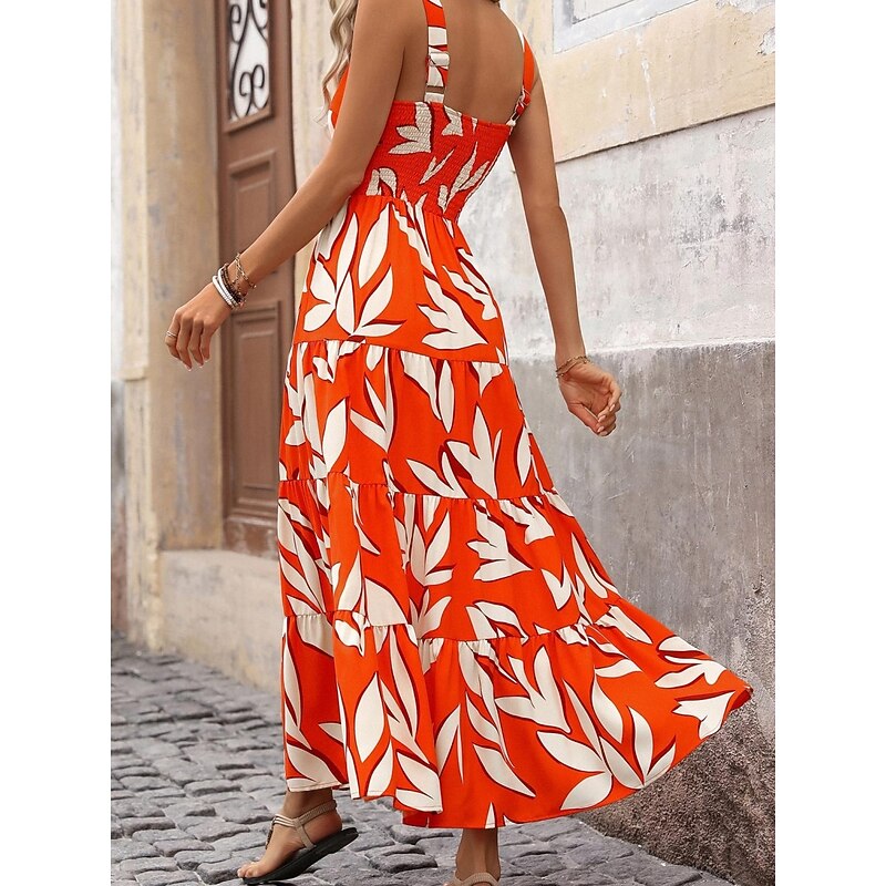Women's Maxi Dress Casual Dress A Line Dress Slip Dress Stylish Casual Vacation Daily Regular Fit Floral Sleeveless Strap Pink Blue Purple Orange Summer2