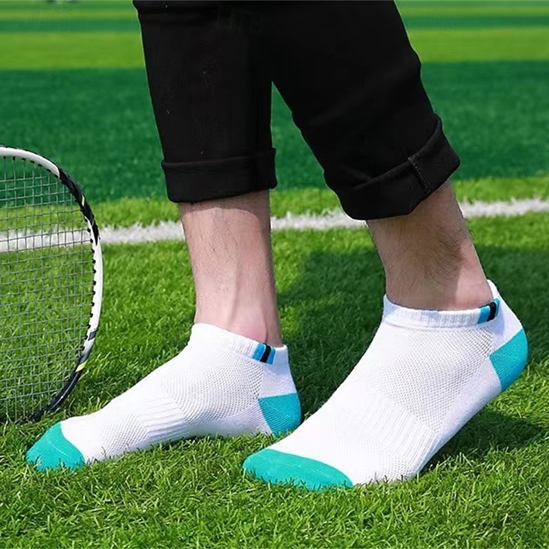 Men's 5 Pairs Multi Packs Socks Running Socks Casual Socks Yellow Red Color Color Block Vacation Sports & Outdoor Daily Basic Medium Spring Fall Fashion Casual4