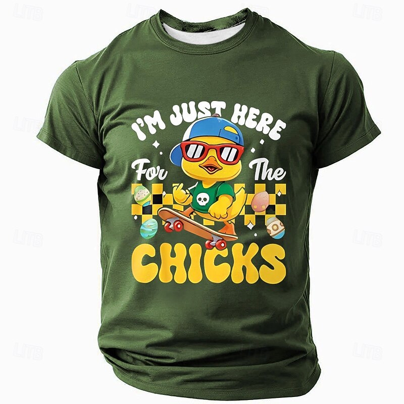 Men's Graphic T-Shirt I'm Just Here for the Chicks Funny Easter Pun Short Sleeve2