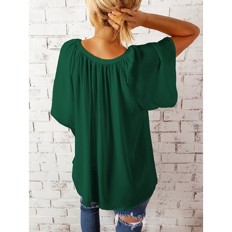 Women's T Shirt Plain Fashion Modern Casual Half Sleeve Crew Neck Regular Tops Daily Weekend Black White Wine Blue Green Summer4
