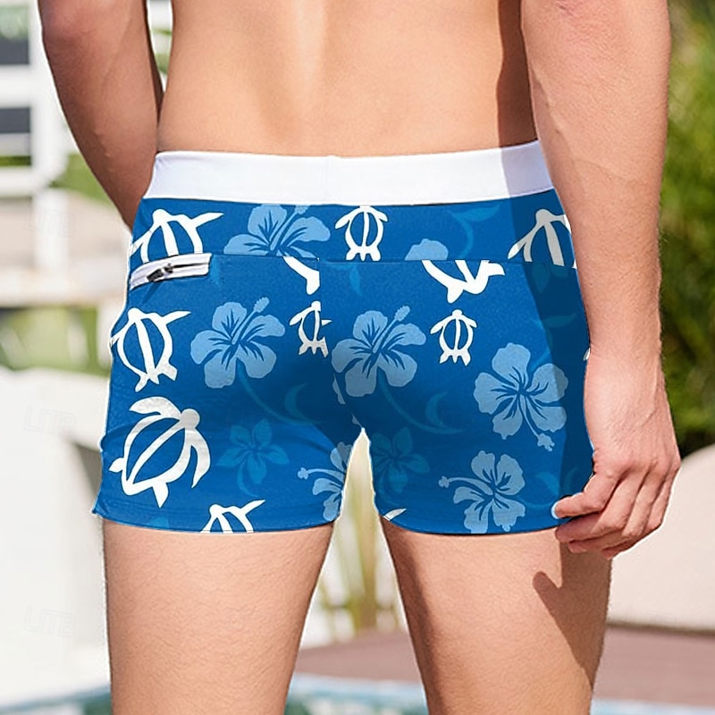 Men's Turtles Sea Creatures Swim Shorts Board Shorts Swimming Trunks Mid Waist 3D Print Hawaiian Surfing Holiday Beach Drawstring with Mesh lining Elastic Waist Designer Clothing Apparel2