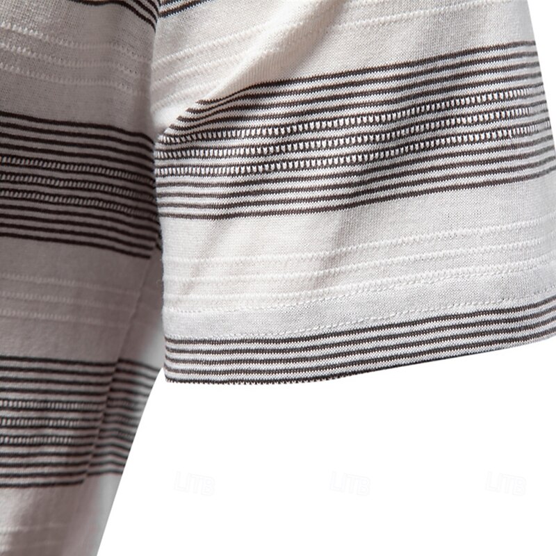 Men's Polo Knit Polo Sweater Formal Work Seagull collar Short Sleeve Modern Comfortable Striped Stripe-Trim Stripe Spring White Navy Blue Army Green Polo4