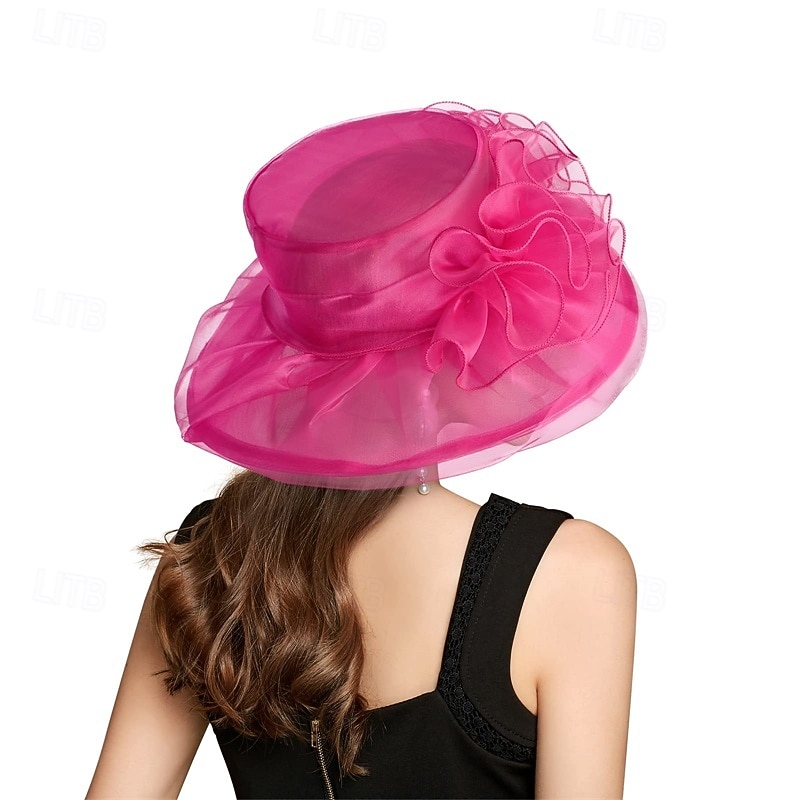 2025 Kentucky Derby Hats for Women Girls Ladies, Organza Church Tea Party Wedding Fascinator Hat UV Protection Sun Hats2