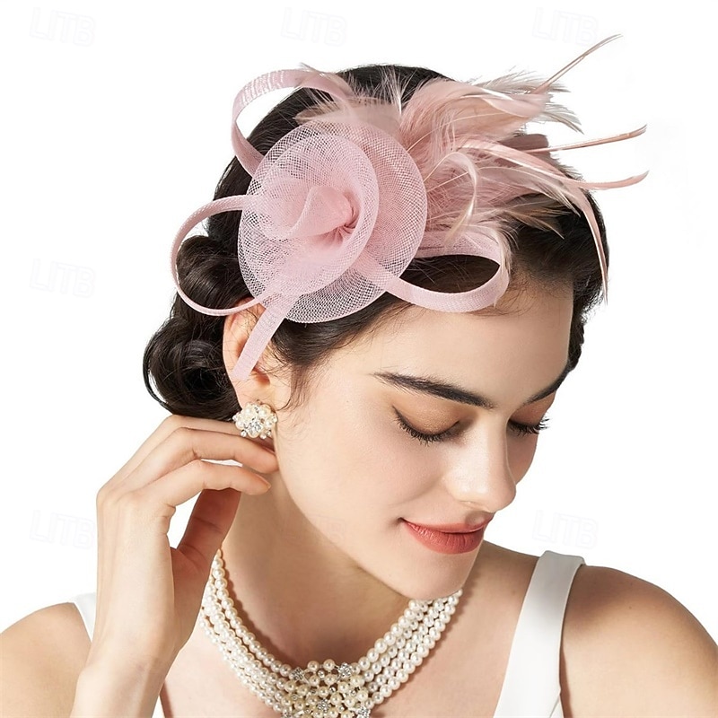 Headdress Tulle Feather Wedding Tea Party Cocktail Elegant Vintage Cute With Feather Headpiece Headwear
