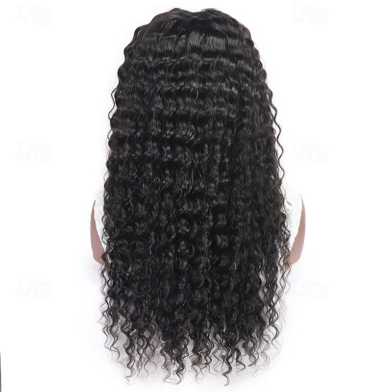 Human Hair Wig Full Mechanism Natural Color Headband Wig Deep Wave Wig 150% Density2