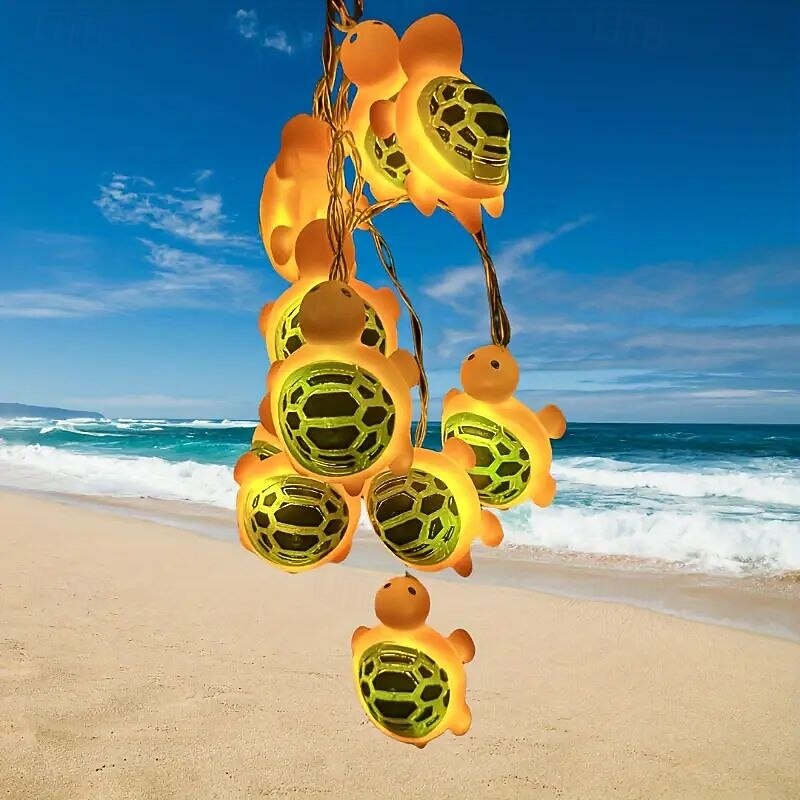Cartoon Sea Animal String Lights 1.5m10LEDs Shark Turtle Shape Fairy Lights Decoration Battery Powered Home Bedroom Summer Seaside Animal Theme Party Holiday Decoration2