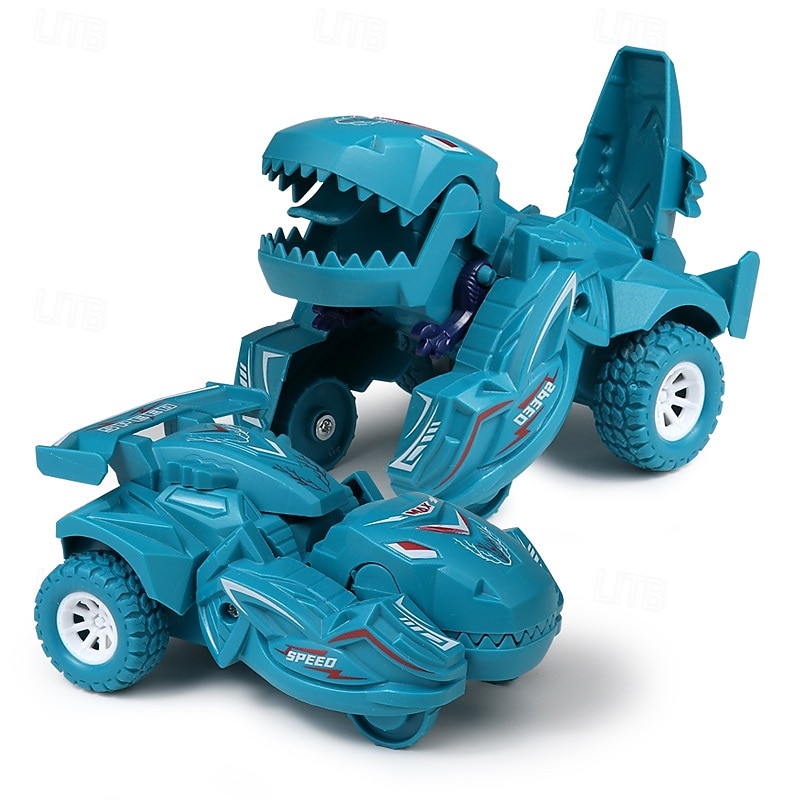 2-in-1 Transforming Dinosaur Car Toy - Automatic & Manual Operation Durable ABS Blue - Perfect Gift for Youngsters on Christmas Halloween Thanksgiving for winter