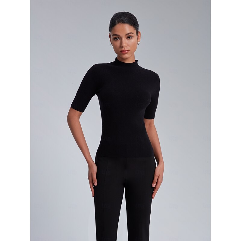 Mock Neck Half-Sleeve Knit Top3