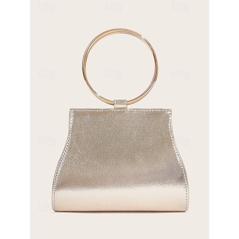 Women's Clutch Evening Bag Wristlet Shoulder Bags Gretel Materials PU Leather Party Wedding Party Crystals Sequin Chain Multi Carry Solid Color Gold4