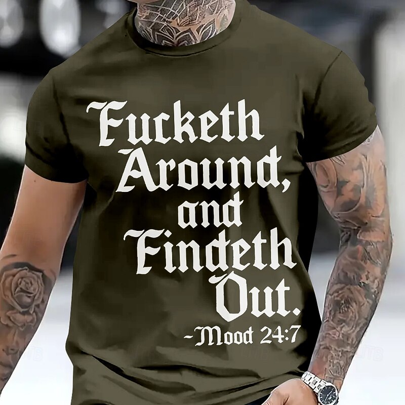 Men's Funny Slang T Shirt 100% Cotton Short Sleeve Graphic Shirt Black Red Army Green Comfortable Tee Vacation Street Fashion Designer Clothing3