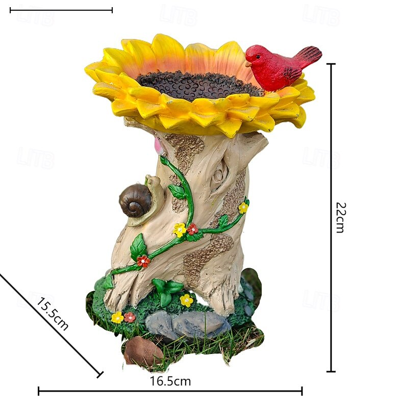 Sunflower Bird Bath and Bird Feeder, Outdoor Garden Decoration, Dual Function, Durable Resin, Attracts Birds, Ideal for Yard, Patio, or Balcony, Easy to Install, Eco-Friendly, Weather-Resistant4
