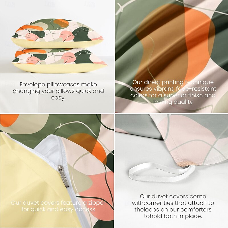 100% Cotton Duvet Cover Set Colorful Geometry Pattern Comforter Set Soft 3-Piece Luxury Bedding Set Home Decor Gift King Queen Full Sizehree Piece Set4