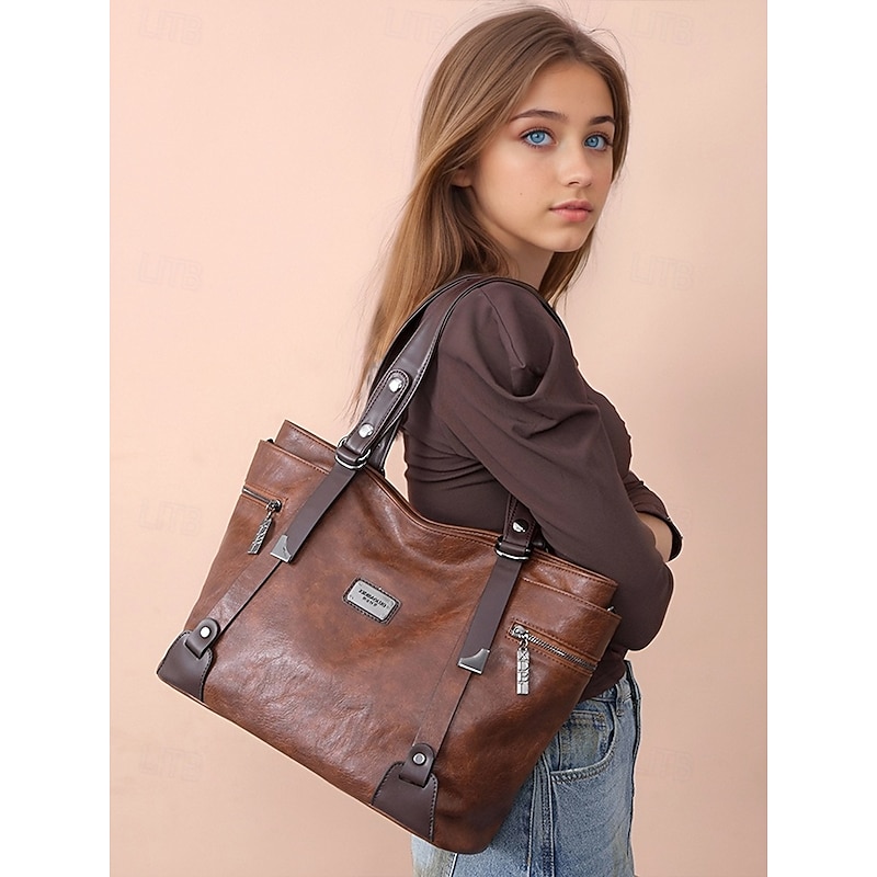 Premium Brown Faux Leather Handbag for Women – Versatile Messenger Bag with Adjustable Strap for Work and Casual Use2