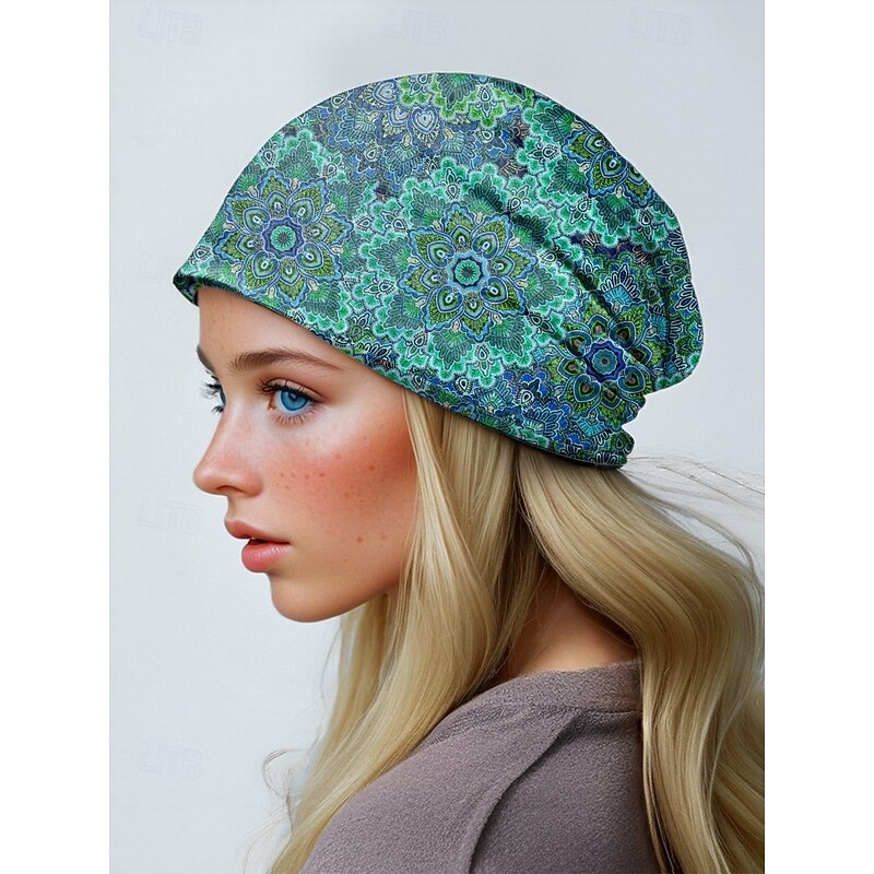 Women's bohemian style balaclava, the fabric is soft and breathable, can be used as a neck cover, floral and abstract patterns, perfect for women and teenagers, casual outings, yoga and festivals