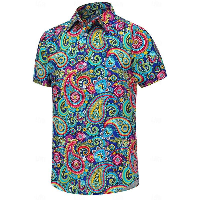 Retro Vintage 1970s Shirt Aloha Shirt Hippie Paisley Fancy Dress Men's Masquerade Vacation Party Pride Parade Adults' Shirt2