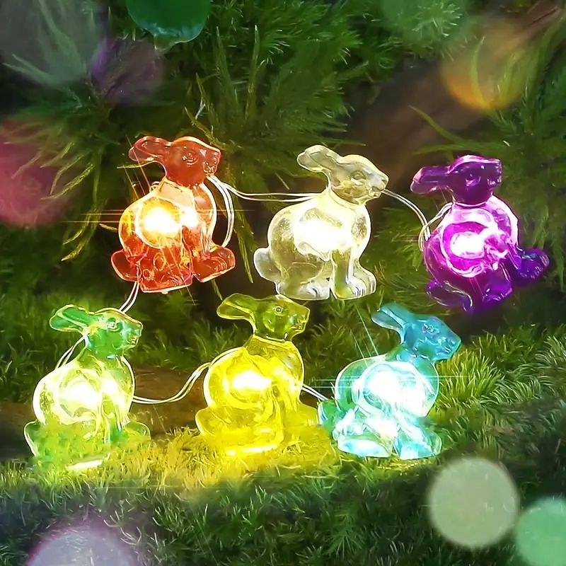 Easter Bunny & Egg LED String Lights – 2M 20LEDs Battery Powered Fairy Lights for Home, Bedroom, and Holiday Party Decor2
