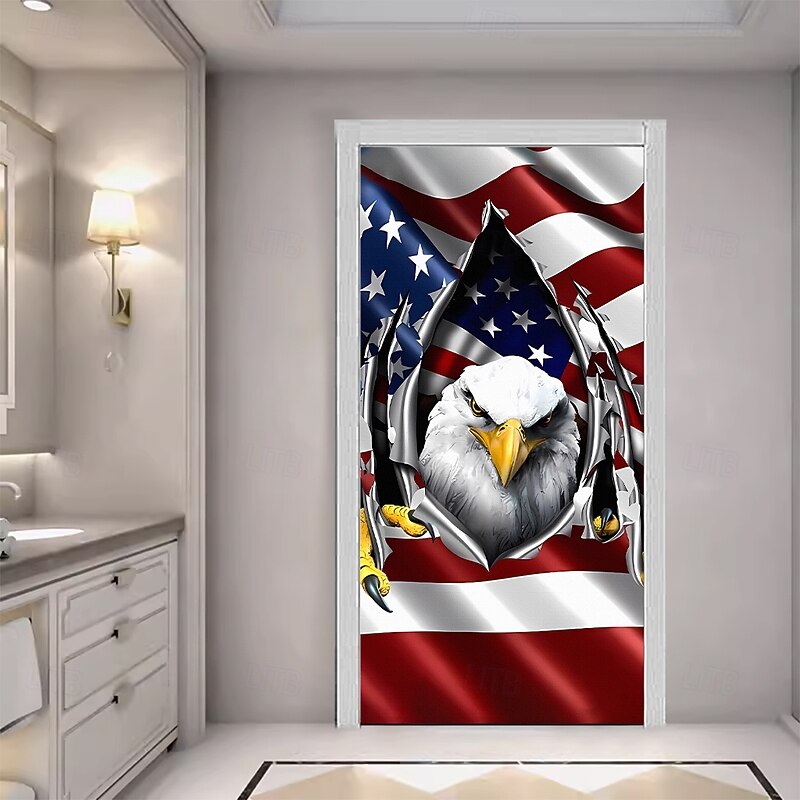 4th of July Independence Day Door Decorations Door Covers American Egale Door Tapestry Door Curtain Decoration Backdrop Indoor/Outdoor Door Banner for Front Door Farmhouse3