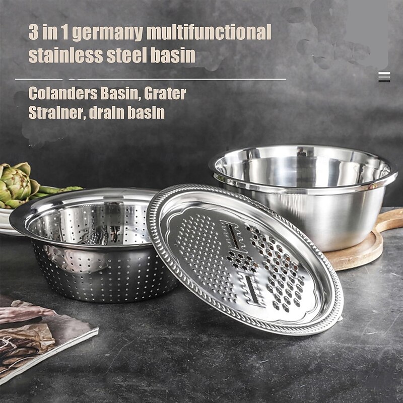 Smartdwel Basin, Germany Multifunctional Stainless Steel Basin, Smartdwel Multifunctional Stainless Steel Basin, 3 in 1 Stainless Steel Shredding & Drainage Chopping Basin2