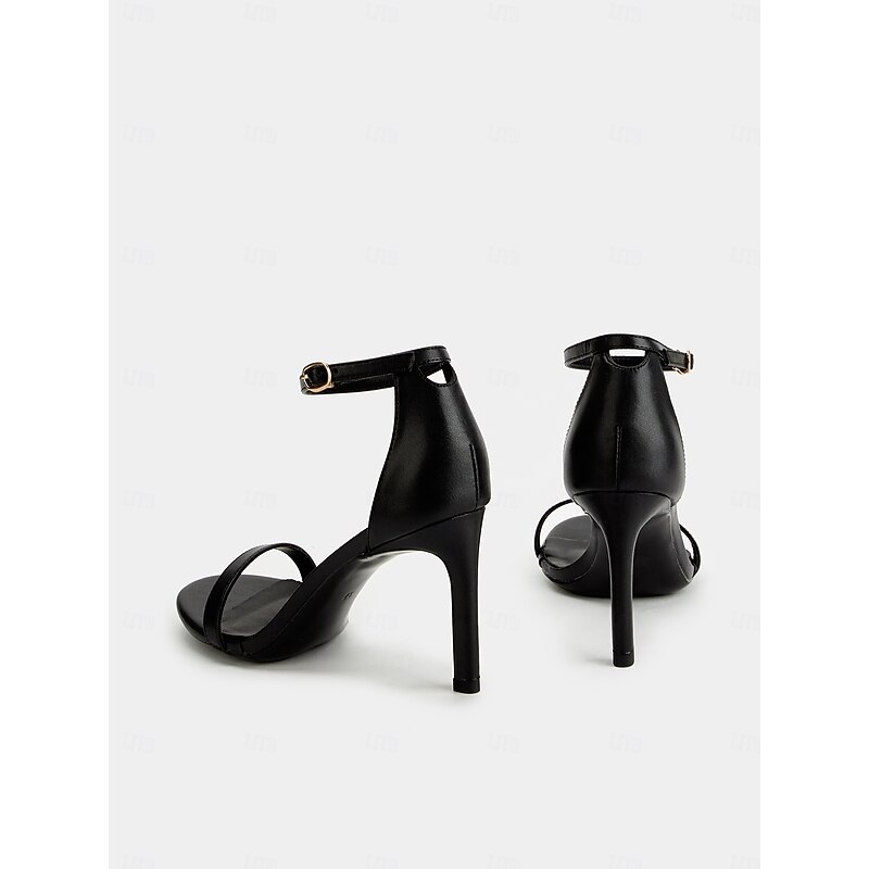 Black Ankle Strap Stiletto Sandals for Women - Elegant Open-Toe High Heels for Evening & Formal Events4