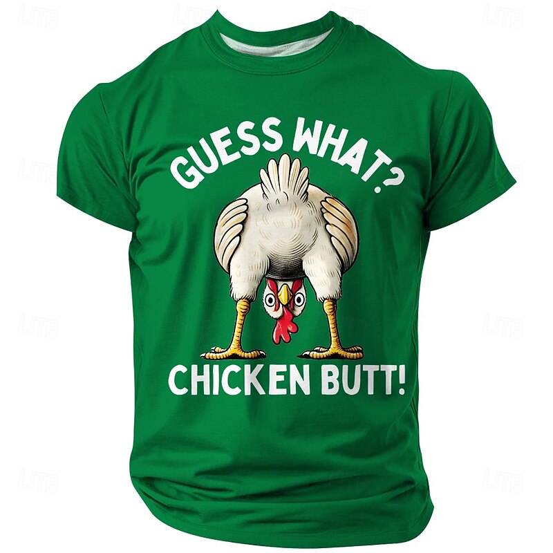 Funny Men's Chicken Butt Joke Graphic T-Shirt, Short Sleeve3
