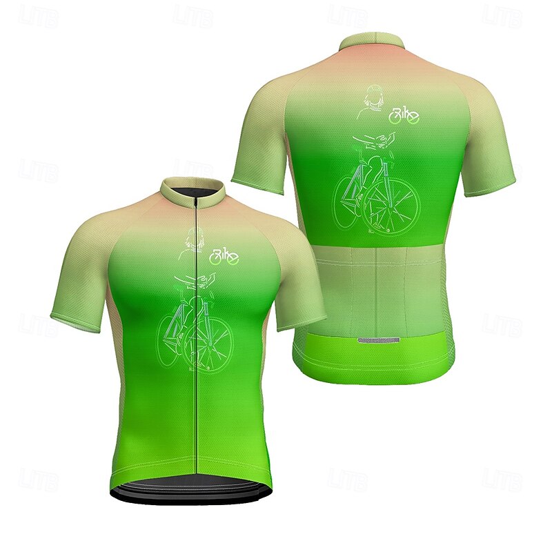 Men's Cycling Jersey Gradient Short Sleeve Bike Tee Tshirt Jersey with 3 Rear Pockets Mountain Bike MTB Quick Dry Anatomic Design Wicking Breathable Sports Blue Purple Green Clothing Apparel2