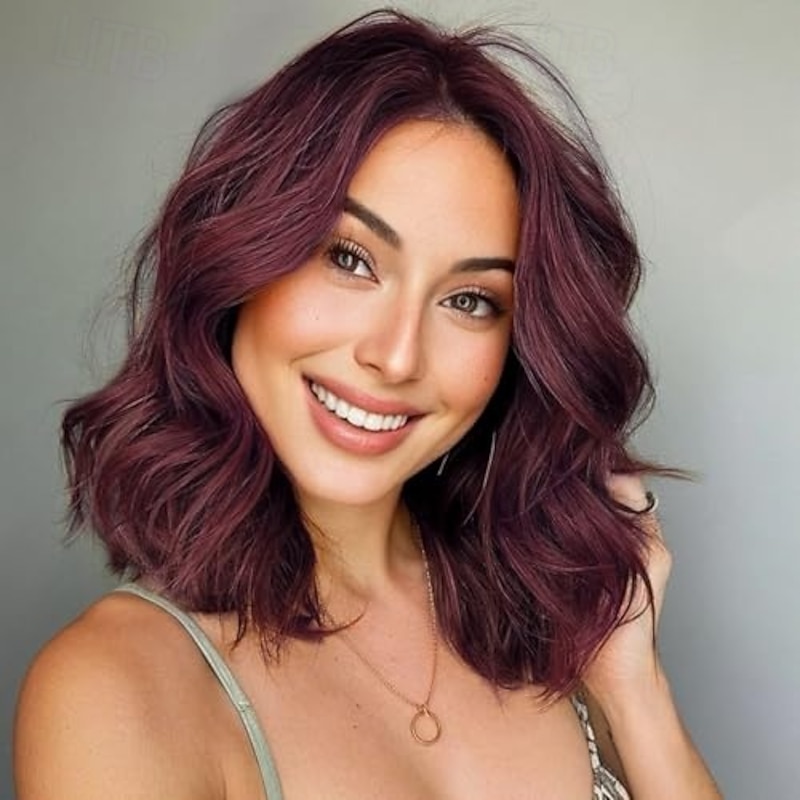Short Wavy Wig for Women Lace Hairline Bob Style Synthetic Heat Resistant - Natural Appearance for Everyday Hairstyle3
