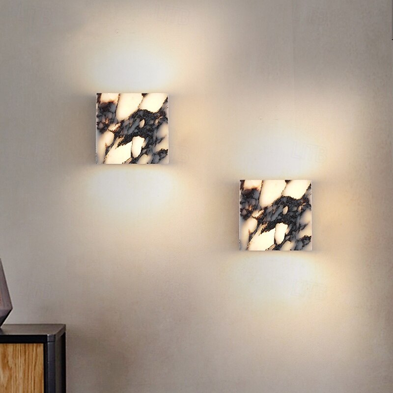 Wabi-Sabi Waterproof Natural Purple Marble Wall Lamp for Bedroom Hallway Entranceway2