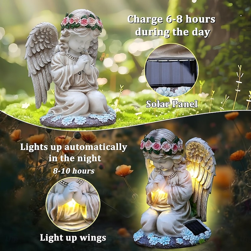 Solar Praying Angel Statue Light – Waterproof Garden Outdoor Light for Yard, Lawn, and Holiday Decoration, Perfect Mother's Day or Birthday Gift3