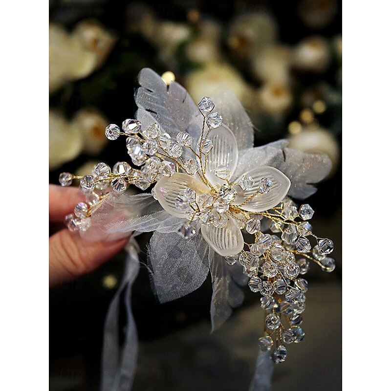 Wedding wrist flowers Wrist Corsages Wedding / Event / Party Fabrics Flower Style2