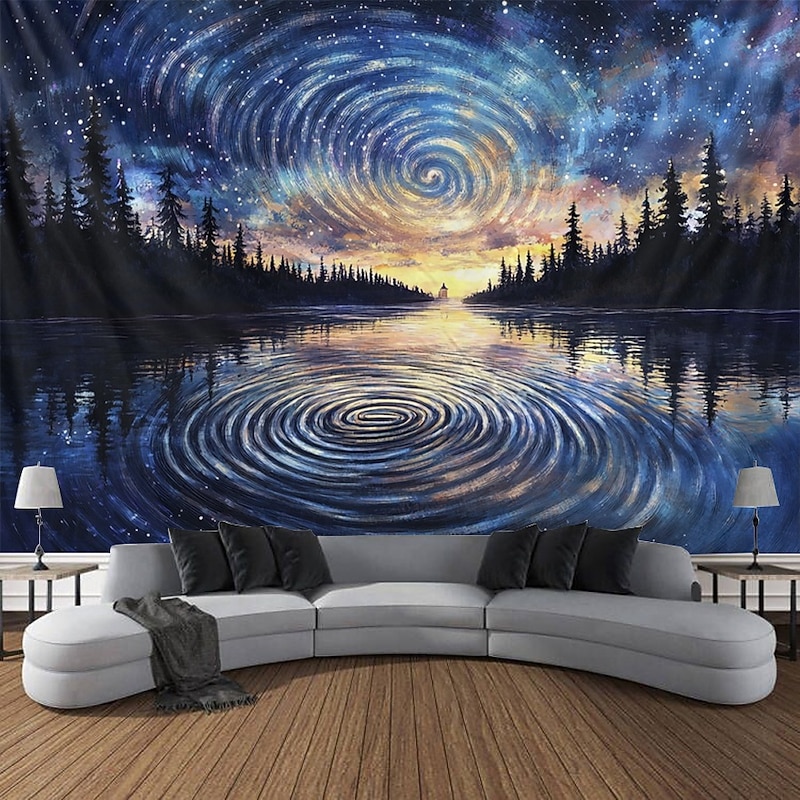Fingerprint Landscape Hanging Tapestry Wall Art Large Tapestry Mural Decor Photograph Backdrop Blanket Curtain Home Bedroom Living Room Decoration3