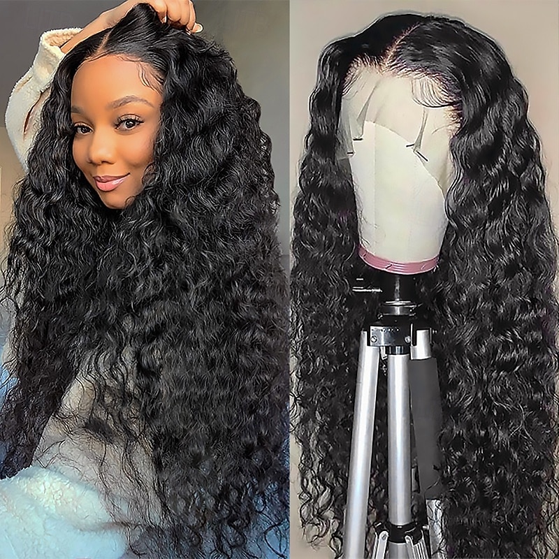 Natural Color 13*6 Front Lace Human Hair Wig  Water Wave Human Hair 150% Density 14-28 Inches4