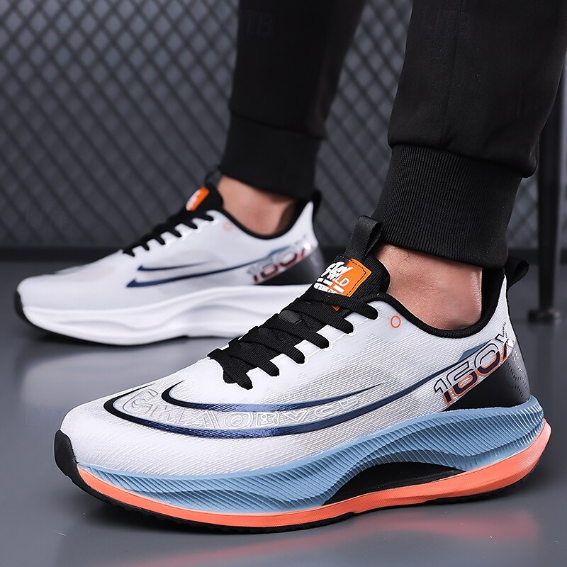 Men's White and Blue Athletic Running Sneakers with Lightweight Design and Cushioned Sole – Breathable Sports Shoes for Active Lifestyle and Fitness4