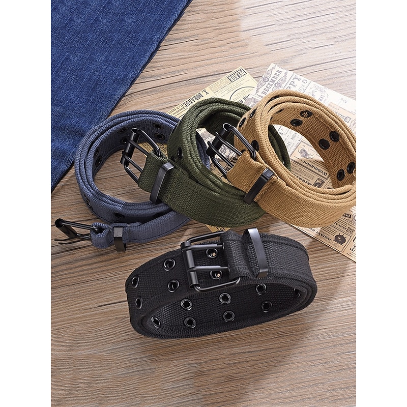 Men's Casual Canvas Belt with Black Buckle | Adjustable, Durable, Stylish | Ideal for Everyday Wear, Jeans and Outdoor Activities3