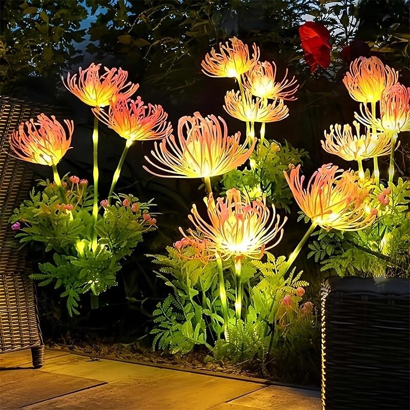 2 Pcs Outdoor Solar Energy Seaside Flower Field Insertion Lamp Courtyard Garden Path Lawn Decoration Lamp Spring Festival Summer Festival Wedding Atmosphere Decoration Lamp2