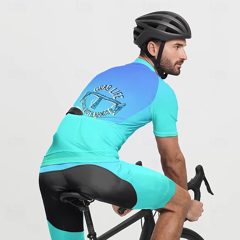 Men's Cycling Jersey Gradient Letter & Number Short Sleeve Bike Tee Tshirt Jersey with 3 Rear Pockets Mountain Bike MTB Quick Dry Anatomic Design Wicking Breathable Sports Red Blue Green Clothing