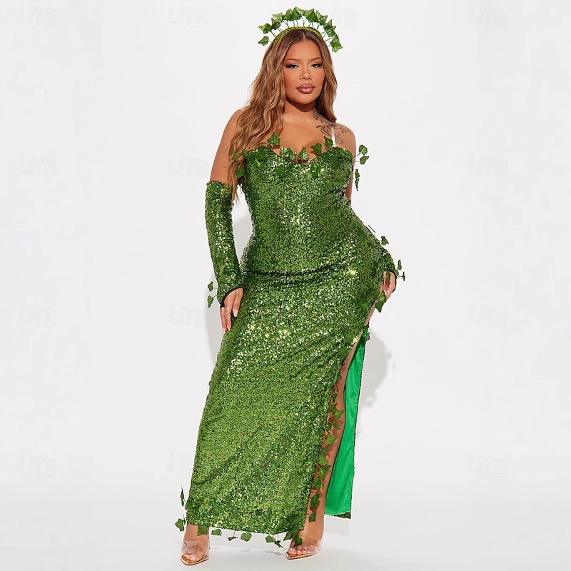 Poison Ivy Halloween Dress Carnival Costume Sexy Costume Adults' Women's Halloween Carnival Mardi Gras Carnival Party Easy Halloween Costumes Dress Up4
