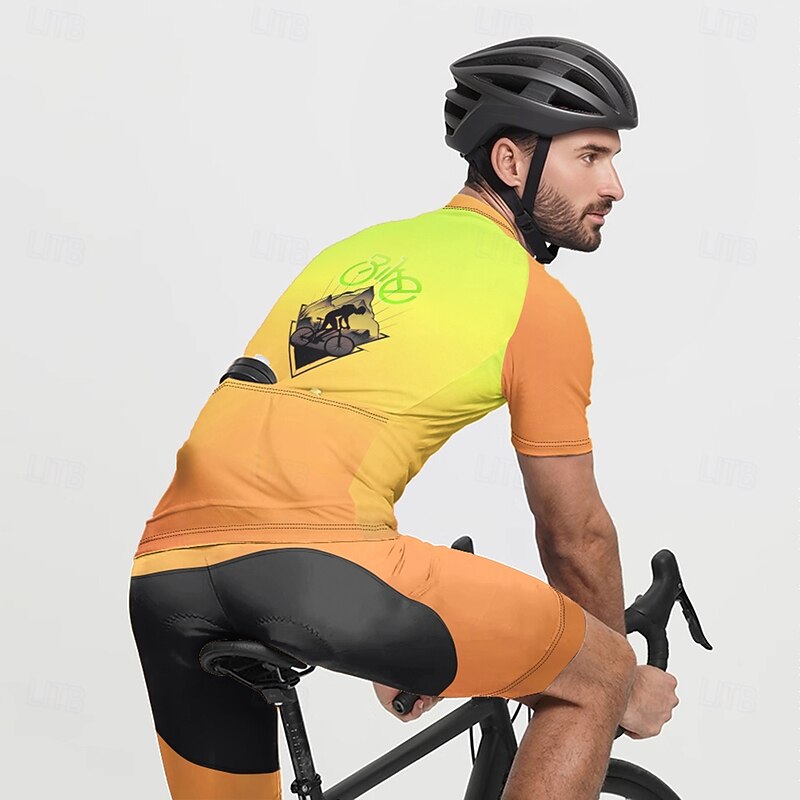 Men's Cycling Jersey Graphic Short Sleeve Bike Tee Tshirt Jersey with 3 Rear Pockets Mountain Bike MTB Quick Dry Anatomic Design Wicking Breathable Sports Yellow Pink Green Clothing Apparel4