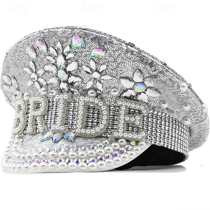 Bride to be Halloween Captain Hat Hen Do Party Accessories Shiny Dazzling Adults' Men's Women's Halloween Carnival Bridal Shower Bachelorette Party Easy Halloween Costumes Dress Up2