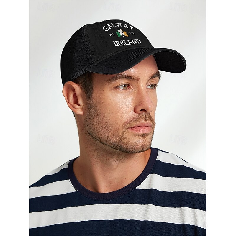 St. Patrick's Day Galway Ireland Baseball Cap with Shamrock Design – Green Cotton Hat for Men and Women3