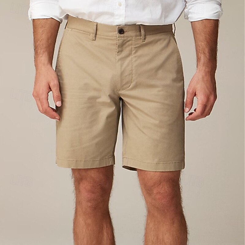 Men's Shorts Chino Shorts Bermuda shorts Work Shorts Pocket Straight Leg Plain Comfort Moisture Wicking Knee Length Outdoor Business Daily Fashion Streetwear White Navy Blue Micro-elastic2