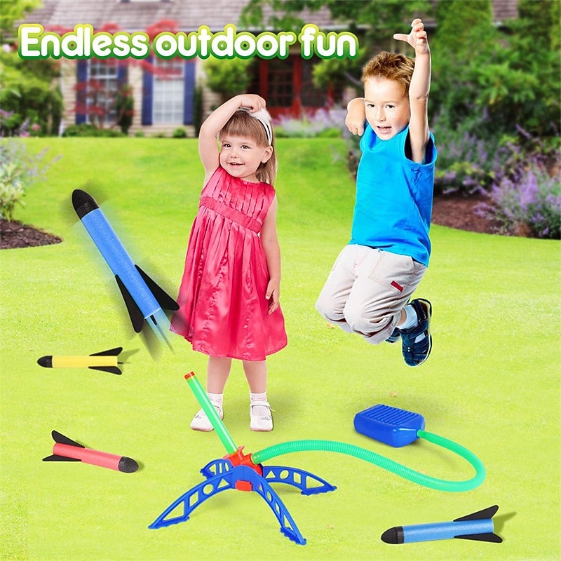 Toys Rocket Launcher for Kids - Launch up to 100 Ft 8 Multi-Color Foam Rockets & Adjustable Launch Stand Kids Outdoor Toys Birthday Toys for Kids Boys Girls Age 3 Years Old3