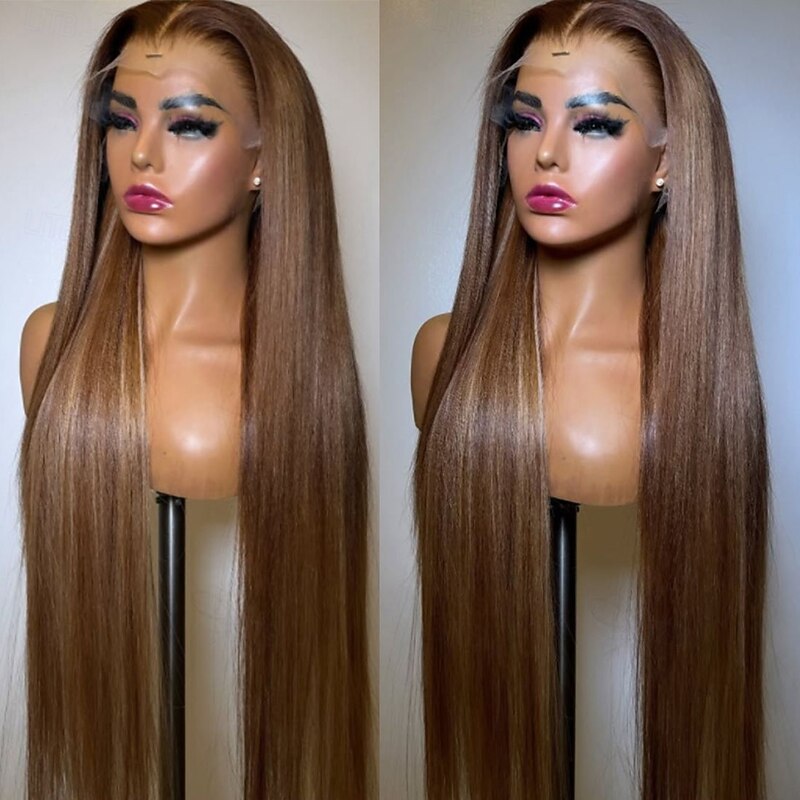 Unprocessed Virgin Hair 5x5 Closure 13x4 Lace Front Wig Free Part Brazilian Hair Straight Multi-color Wig 130% 150% Density with Baby Hair Highlighted / Balayage Hair Glueless For Women Long Human2