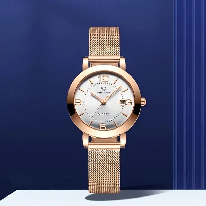 Seno Ladies Elegant Mesh Strap Quartz Watch Luminous Calendar Fashion Classic Belt Casual Sports Watch - Main Image