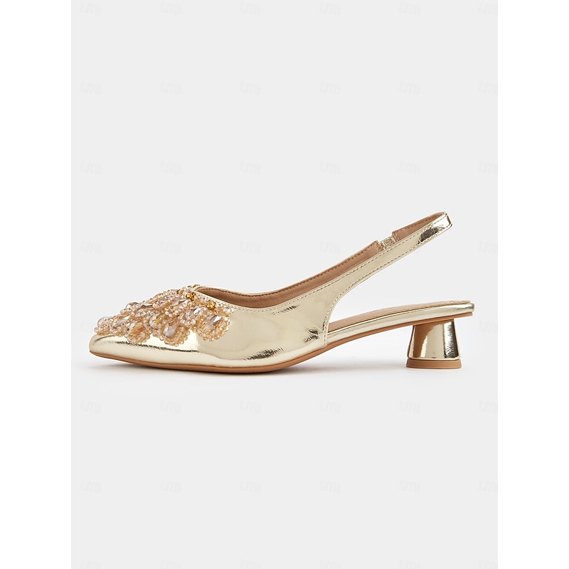 Slingback Wedding Shoes with Beaded Detail for Women - Ivory Crystal-Embellished Flats for Bridal Occasions3