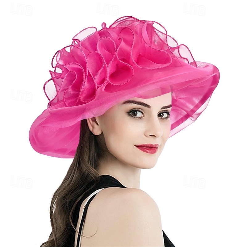 2025 Kentucky Derby Hats for Women Girls Ladies, Organza Church Tea Party Wedding Fascinator Hat UV Protection Sun Hats4