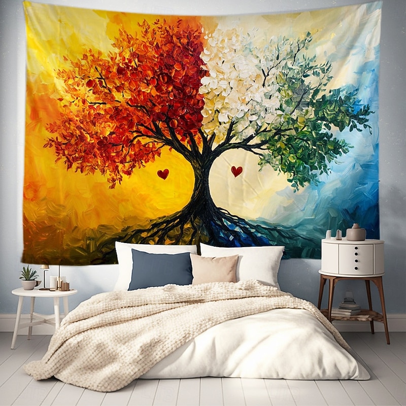 Heart Tree Hanging Tapestry Wall Art Large Tapestry Mural Decor Photograph Backdrop Blanket Curtain Home Bedroom Living Room Decoration