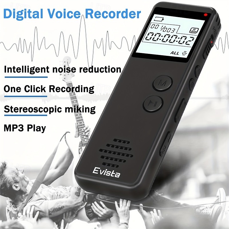 Digital Voice Recorder Voice Activated Recorder Noise Reduction Dictaphone MP3 Player HD Recording 10h Continuous Recording